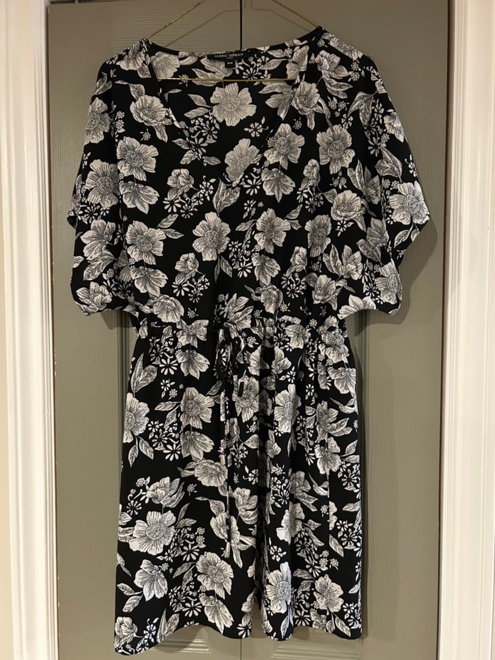 Mario Serrani Black and White Floral Dress